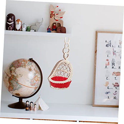 ORFOFE 5pcs Handwoven Rattan Hanging Baskets Nest Shape Decorative Storage Baskets Handles Stylish Wall Decor for Home and Office Organization