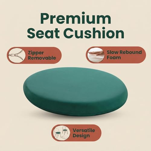 Round Chair Cushion, Memory Foam Filling, Knitted Cotton Cover, Removable Zipper Design, Light Gray, Pink, Coffee, Green (Green, 14 Inch) - color: Green, size: 14 Inch