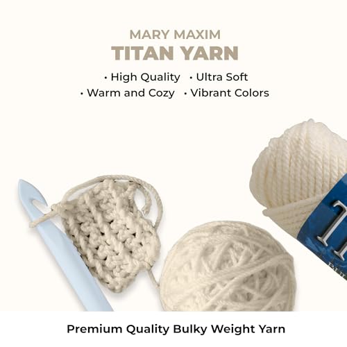 Mary Maxim Titan Bulky Yarn, Weight 5 Acrylic, Chunky Yarn for Crocheting and Knitting, Ideal for Thick, Soft Blankets, Throws, and Graph Style Sweaters, 80 Yards - Cottonwood - 1 Skein - color: Cottonwood