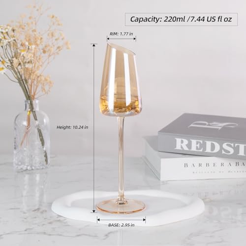 KAMMAK Crystal Red Wine Glasses Set of 2, 7.44 oz Stemmed Glasses, XH016 | Hand Blown, Bordeaux Wine Glasses, Thin Rim & Long Stem, Red & White, Daily Use, Wedding or Birthday Gift for Women - size: 8KPXH016