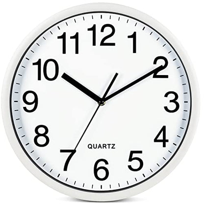 Bernhard Products White Wall Clocks Large 13 Inch, Silent Non Ticking 2 Pack, Quality Quartz Battery Operated Round Easy to Read Home/Office/Business/Classroom/School Clock, Black - color: White, size: 13 Inch - 2 Clocks