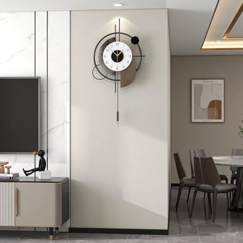 FLEBLE Large Wall Clock Decorative with Voice and Light Sensor Night Light | Glow in The Dark Silent Battery Operated Metal Pendulum Wall Clock for Kitchen Office Bedroom Living Room Decor, 14.9*29inch - size: 14.9*29inch