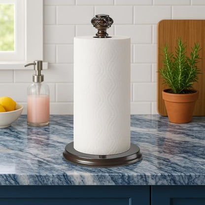 Paper Towel Holder Stand for Countertop, Decorative Freestanding | Paper Towel Holder with Non-Slip Weighted Base, Heavy-Duty & Durable, Fits Regular & Jumbo Rolls, Oil Rubbed Bronze - size: Vertical