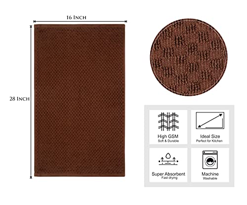COTTON CRAFT Amazing Kitchen Towels - 8 Pack 100% Cotton Waffle Terry Towel | Chocolate - 16x28 Euro Café Waffle Weave Dish Towels - Soft Absorbent Quick Dry Low Lint Reusable Pantry Bar Cleaning Cloth - color: Chocolate, size: 8 Pack