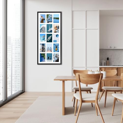 MEBRUDY 4x6 Collage Picture Frames with 15 Openings, 1 Pack Black Multi Photo Frames Display 4 x 6 Pictures with Mat for Wall Mounting, Aluminum Material - style: Regularly Style-1 Pack