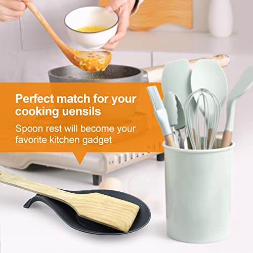 Spoon Rest for Stove Top, 3 Pack Small Silicone Spoon Holder for Kitchen Counter, Coffee Spoon Rest, Heat Resistant Cooking Spoon Holder Perfect Kitchen Gadgets - color: Gray