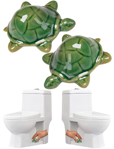 FKOG Green Ceramic Turtle Toilet Bolt Caps, Sea Turtle Toilet Bolt Covers, Toilet Replacement Parts Cute Bathroom Decor Accessories EASY INSTALLATION & Universal Fit Don't Cut Those Bolts! (Green) - color: Green