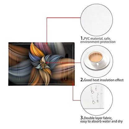 4 PCS Washable Tablemats for Home Farmhouse Beach, Easy to Clean Foldable Heat Resistant PVC Weave Rectangle Table Mats, Brown Fashion Flower - color: Brown Flower, size: Set of 4