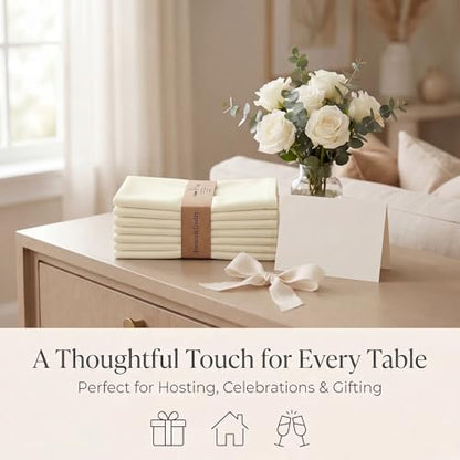 Urban Villa Cloth Napkins Cotton 20x20 (Set of 12) Ivory - color: 021 Off White, size: 20" x 20" (Set of 12)