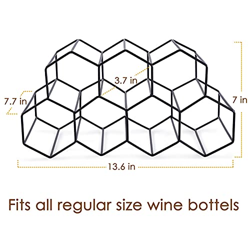 Fomanish 7 Bottle Holder - Freestanding Wine Rack, Modern Metal Tabletop Holder for Kitchen & Wine Cellar - color: Black