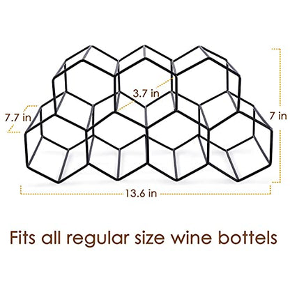Fomanish 7 Bottle Holder - Freestanding Wine Rack, Modern Metal Tabletop Holder for Kitchen & Wine Cellar - color: Black