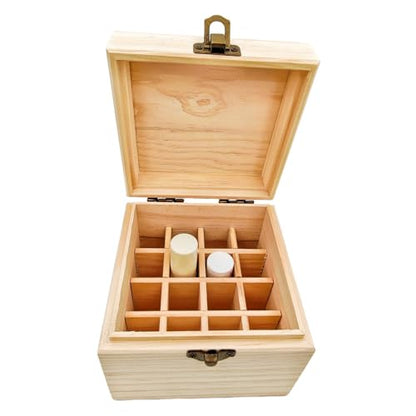 Anktily Unfinished Wooden Storage Organizer Box with Lid, Unpainted Wood Case Box for Small Keepsakes, Jewellery, Tea Bag Holder Case (16 Grids) - style: 16 Grids
