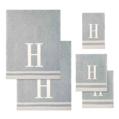 Avanti Linens - Towel Set, Soft & Absorbent Cotton, Embroidered Bathroom Decor, Set of 5 (Monogram Collection, Initial H) - style: H