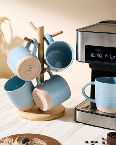 famiware Coffee Mugs Set of 4, 13 oz Mug Set, Ceramic Cup Set with Handle | Stoneware Mug for Coffee, Tea, Latte, Cappuccino, Microwave and Dishwasher Safe, Constellation Series，Ice Blue - color: Constellation- Ice Blue, size: 4 Count (Pack of 1)