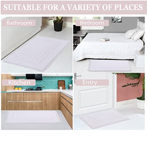 Home Weavers Casual Elegance Reversible Bathmat 100% Cotton Bathroom Rugs Set, Washable Rug, Extra Soft and Absorbent Bath Rug, Kitchen Mat, Bath Mat Set, Non Slip Mat, 17"x24" Rectangle, White - color: White, size: 1'5" x 2' (Rectangular)