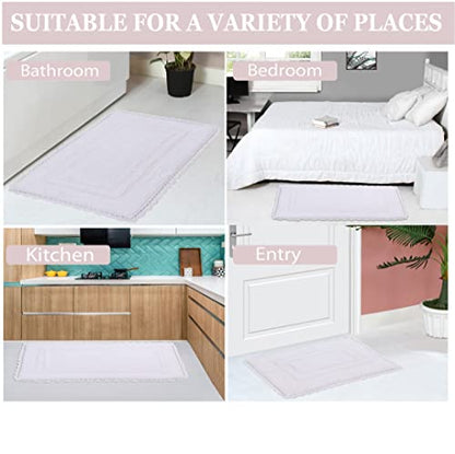Home Weavers Casual Elegance Reversible Bathmat 100% Cotton Bathroom Rugs Set, Washable Rug, Extra Soft and Absorbent Bath Rug, Kitchen Mat, Bath Mat Set, Non Slip Mat, 17"x24" Rectangle, White - color: White, size: 1'5" x 2' (Rectangular)