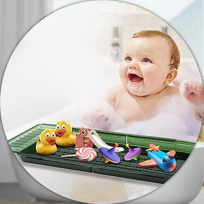 Expandable Bathtub Tray, Adjustable Bathtub Caddy Tray Bathtub Caddy for Luxury Bath, Multifunctional Bathtub Storage Rack for Book Wine Glasses Phone Bath Products, with Anti-Slip mat. - color: Green