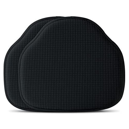 Shinnwa Windsor Chair Cushions 2 Pack, Non Slip Chair Pads for Dining Room, Farmhouse Kitchen Seat Cushion, Set of 2, 17 x 15.5 inches, Black - color: Black, size: 2 Count (Pack of 1)
