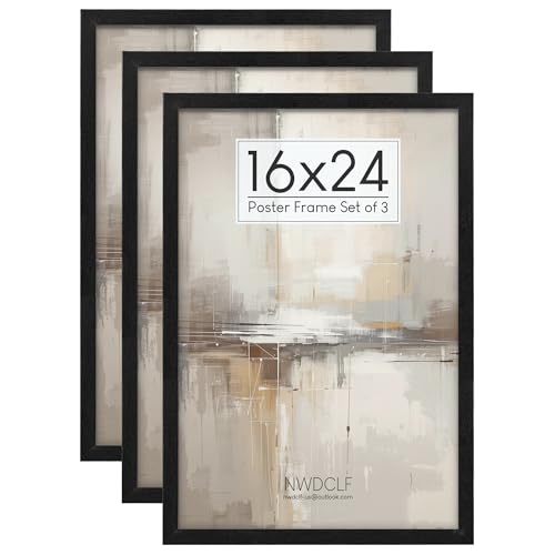 16x24 Poster Frame Black 3 Pack, Scratch-Proof Picture Frames 16 x 24 with HD Plexiglass, Wall Gallery Photo Frames, Horizontal or Vertical Wall Mounting - color: Black, size: 16X24