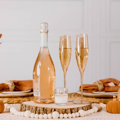 Gold Wine Glasses for Champagne, Set of 2-6oz Champagne Flutes with Slanted Rims, Angled Bowl for Optimal Aeration, Modern, Unique, Decorative Fancy Wine Glasses Set for Women and Men