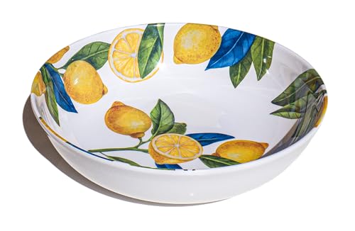 Lemon Orchard 11.9'' Melamine Serving Bowl Durable Indoor/Outdoor, Shatter-Resistant, and Dishwasher Safe Serveware for Salad, Vegetables, Pasta, Popcorn, or Fruit - 125 oz - Yellow - size: Serving Bowl