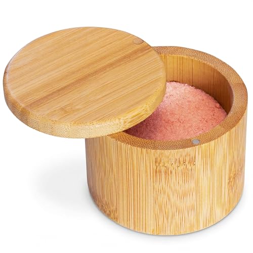 Totally Bamboo Salt Cellar with Swivel Lid, Salt Container for Countertop | Easy-open magnetic lid for one-hand use while cooking. 6 oz salt box for favorite salts, seasonings, or herbs. - style: Original Salt Box