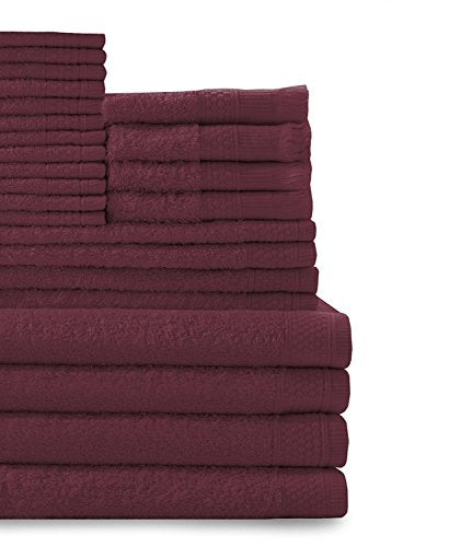 Baltic Linen Company Cotton 24-Piece Towel Set with Fingertip Towels Crimson - color: Crimson, size: 4 Bath Towels, 4 Hand Towels, 4 Fringed Fingertips, 12 Washcloths