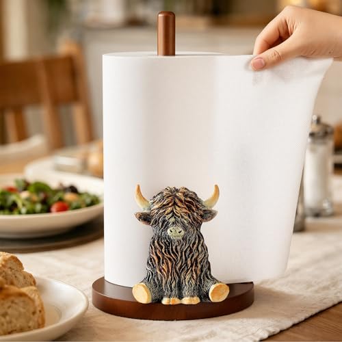 Highland Cow Paper Towel Holder Cute Highland Cow Kitchen Decor - style: Highland Cow