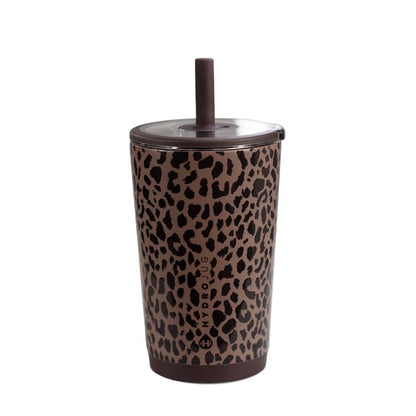 HydroJug Everyday Tumbler 14 oz, Ceramic-Lined Straw Cup, Brown Leopard - color: Brown Leopard, size: 14 Ounces