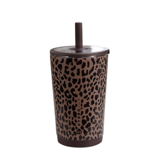HydroJug Everyday Tumbler 14 oz, Ceramic-Lined Straw Cup, Brown Leopard - color: Brown Leopard, size: 14 Ounces