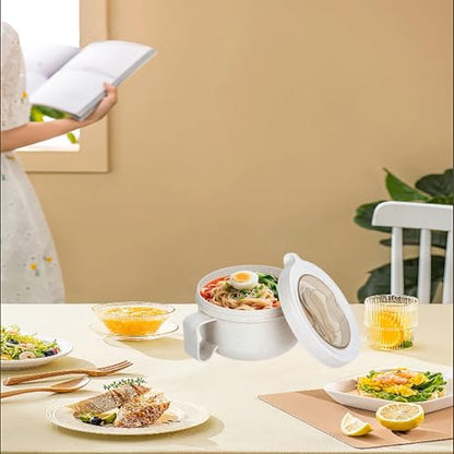 OZY Microwave Bowl Set with Lids and Handles,Ramen Noodles Cup Mug for Instant Noodles,Oatmeal,Salad,Soup,Cereal,Ideal for Home,Office, Dorm (1Beige) - color: 1Beige
