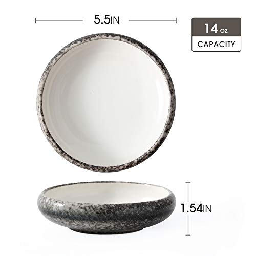Uaral Serving Dishes,Salad Plate,Japanese Stoneware Appetizer Plate,Set Of 4,5.5 Inch,14 oz(White) - color: White