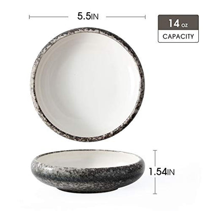 Uaral Serving Dishes,Salad Plate,Japanese Stoneware Appetizer Plate,Set Of 4,5.5 Inch,14 oz(White) - color: White