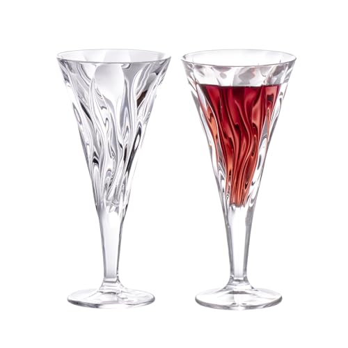 KAMMAK Crystal Red Wine Glasses Set of 2, 7.8 oz Stemmed Glasses, 784N | Hand Blown, Bordeaux Wine Glasses, Thin Rim & Long Stem, Red & White, Daily Use, Wedding or Birthday Gift for Women - size: 7KPSP784N