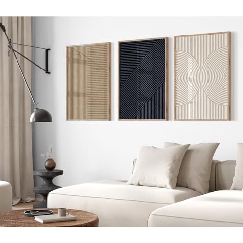 Modern Abstract Pictures Wall Art Boho Neutral Canvas Wall Art Minimalist Wall Decor Black Brown Artwork Abstract Modern Painting Prints for Living Room Bedroom 12x16 Inch Unframed Set of 3 (NO FRAME) - color: Abstract Prints, size: 16"L x 12"W, style: Un