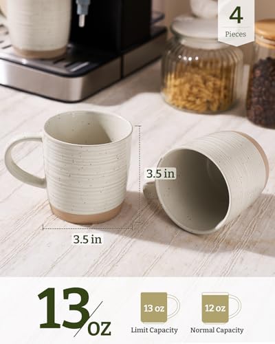 famiware Coffee Mugs Set of 4, 13 oz Mug Set, Ceramic Cup Set with Handle | Stoneware Mug for Coffee, Tea, Latte, Cappuccino, Microwave and Dishwasher Safe, Constellation Series，Cream - color: Constellation-Cream, size: 4 Count (Pack of 1)