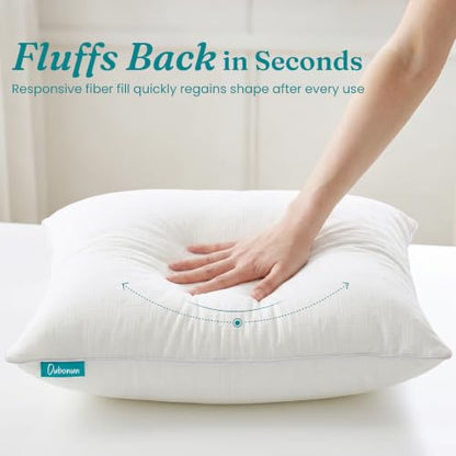 Oubonun Beige 12x22 Lumbar Pillow Inserts Set of 2 – Full Fluffy Down Alternative Rectangular Throw Pillow for Couch Sofa Bed, Soft Decorative Lumbar Cushion with Cross Pattern, Machine Washable - size: 12×22Inch