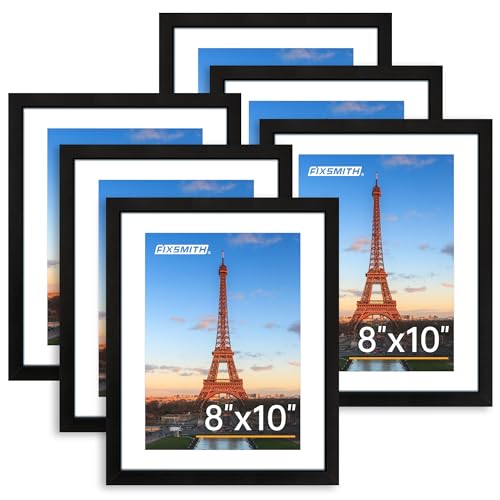 8x10 Picture Frame Set of 6, Photo Frame Bulk with HD Plexiglass, Display Pictures 5x7 with Mat or 8x10 Without Mat Multi Picture Frames Collage for Tabletop or Wall Display, Black - color: Black, size: 8"×10"