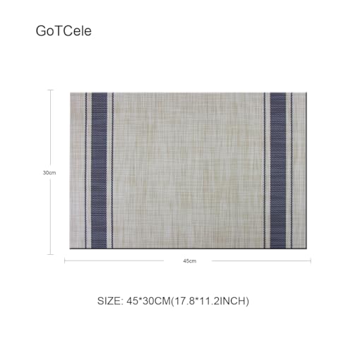 Placemats Set of 6 for Kitchen Table Mats Washable 12x18inches Easy to Clean PVC Woven Placemat (Navy) - color: Navy, size: placemats set of 6