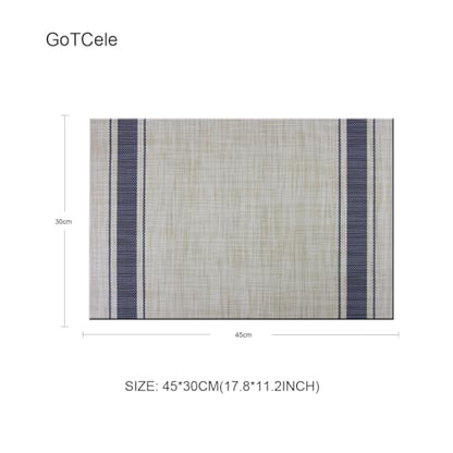 Placemats Set of 6 for Kitchen Table Mats Washable 12x18inches Easy to Clean PVC Woven Placemat (Navy) - color: Navy, size: placemats set of 6