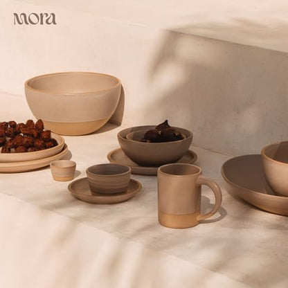 MORA Jumbo and Large Serving Dishes Set of 2, 13 inch and 12 inch Ceramic Pottery Oval Platters - Microwave, Oven and Dishwasher Safe - Thyme & Mushroom - color: Thyme & Mushroom, size: Jumbo & Large