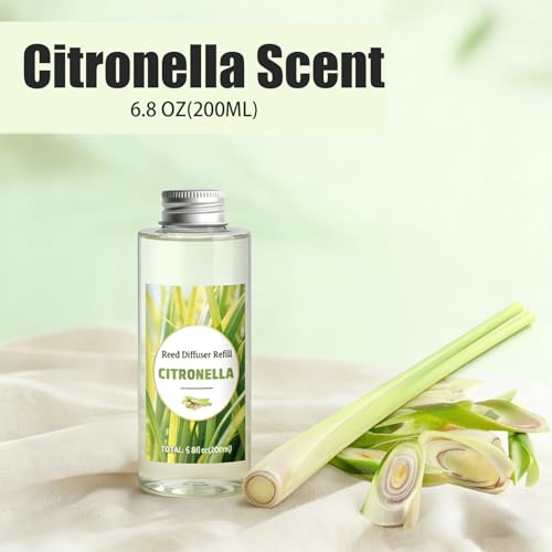 STRN Citronella Reed Diffuser Refill, Lemongrass Scented Diffuser 200ML | Summer Long-Lasting Fragrance for Living Room, Bedroom, Office - color: Green 2