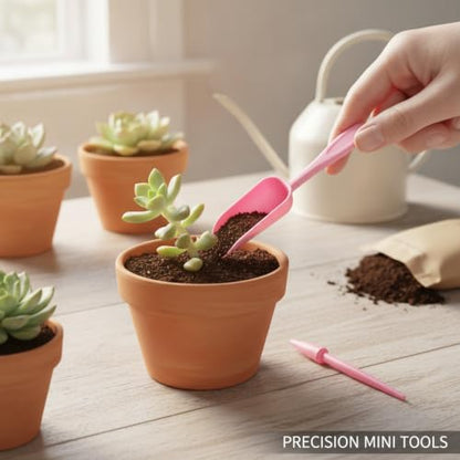 Indoor Plant Enthusiasts Mini Garden Tool Set, 3-Piece Precision Kit for Small Pots and Decorative Containers, Lightweight PP Plastic