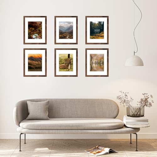 10x14 Picture Frame Deep Brown for 30 x 40cm Diamond Art Painting, Wood 10x14 Frame with 8.5x11 Mat for Wall Mounting, 30x40 cm Frame with Shatter-Resistant Plexiglass, Deep Brown, 3 Pack - size: 10x14 inch