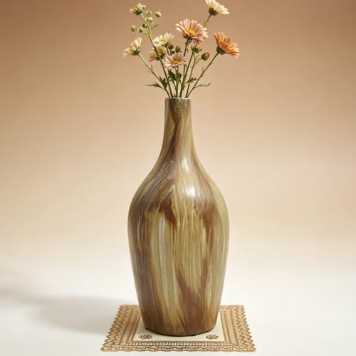 Narrow Neck Vintage Ceramic Flower Vase 8.15" Tall, Single Stem Ombre Distressed Vase for Home Decor Desk Shelf, Rustic Farmhouse Vase for Dried Baby's Breath - color: Retro-8.15" H