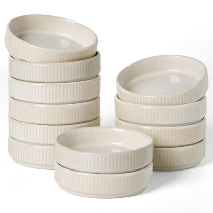 famiware Ceramic Soy Sauce Dish, 4oz Dipping Bowls Set of 12, Matte White | Individual Dip Sauce Cups/Dishes/Plates, Small Serving Bowls for Side Dishes, Condiments, Sushi, Appetizers, Reactive Glaze - color: Matte White, size: 12pcs