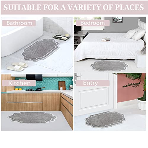 Home Weavers Allure Collection 100% Cotton Tufted Bathroom Rug, Soft and Absorbent Bath Rugs, Non-Slip Bath Carpet, Machine Wash Dry Bath Mats for Bathroom Floor, 21"x34" Bath Rug, Gray