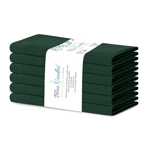 Blue Needles Solid Cloth Napkins Set of 6 Forest Green 100% Cotton Dinner Napkins 18x18 inches - Soft, Reusable, Absorbent & Washable, Ideal for Wedding Events Farmhouse Parties Hotel & Everyday Use - color: Forest Green, size: 18" x 18" (Set of 6)