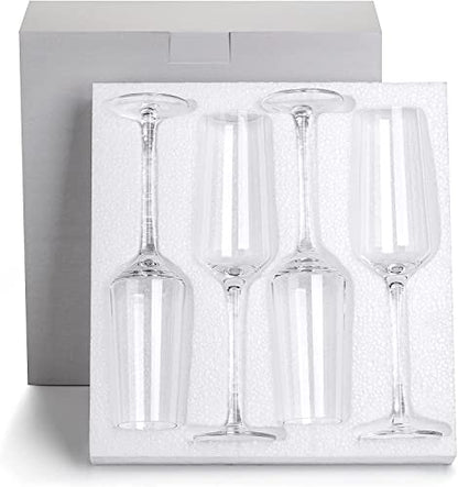 Champagne Flutes-Hand Blown Crystal Glasses Set of 4, 8oz, Elegant | Premium Lead-Free Crystal Champagne Flutes Glass, Ideal Gift for Wedding, Anniversary, Shower Party Supplies, Classic, Clear - color: Champagne