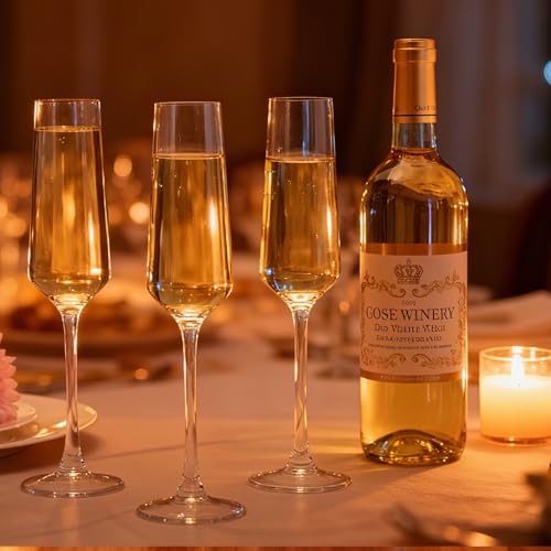 QAPPDA Champagne Flutes 7.5oz, Elegant Champagne Glasses Set of 6 | Wedding Flutes Glass, Ideal for Weddings, Anniversaries, Birthday, Christmas, Special Days - style: Slim Flute